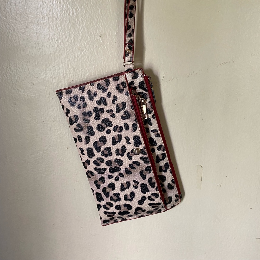 Funky Leopard Print Clutch with wrist Strap